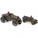 2辆铸铁玩具车（A. C. Williams 和Arcade），1925年前后
