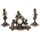 French Mantel Clock with Peep Show Scene, c. 1880