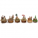 Group of 6 Carved Musical Boxes