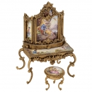 Viennese Enamel Musical Dressing Table and Stool, c. 1960