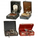 4 Portable Gramophones, c. 1930