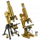 2 English Brass Compound Microscopes