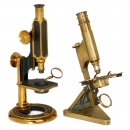 2 English Brass Compound Microscopes