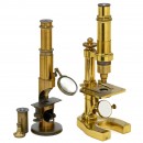 2 French Brass Compound Microscopes