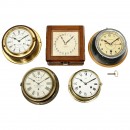 3 Ship's Clocks and 2 Ship's Bell Clocks