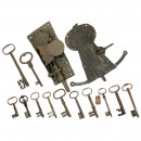 2 Antique Gate Locks and 10 Keys, c. 1700