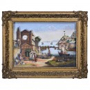 Musical Automaton Picture Clock of an Italian Village by Xavier 
