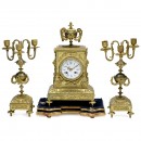 Three-Piece Gilt-Bronze Clock Garniture, c. 1880