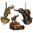 3 Electrical Table Bells Depicting Elephants, c. 1910