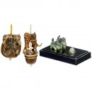 3 Electric Table Bells Depicting Pairs of Animals, c. 1910
