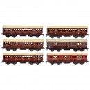 6 English NER Carriages by Carette, Gauge 3, c. 1928