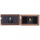 2 Magic Lantern Skeleton Slipping Slides, c. 1870-80