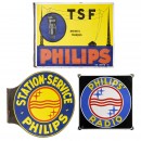 3 Philips Enamel Advertising Signs, c. 1940
