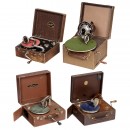 4 Small Portable Gramophones, c. 1930