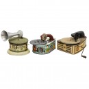3 Toy Gramophones, c. 1925