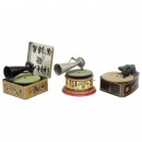 3 Toy Gramophones, c. 1925