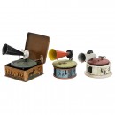 3 Toy Horn Gramophones, c. 1925