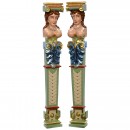 2 Figural Carved Carousel or Organ Caryatids, c. 1975