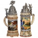2 German Pottery Regimental Steins