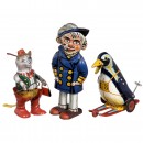 3 Mechanical Tin Toys, c. 1950-60