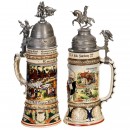 2 German Pottery Regimental Steins