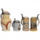 4 Mettlach Beer and Wine Steins