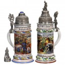 2 German Porcelain Regimental Steins