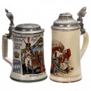 2 German Pottery Beer Steins