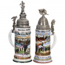 2 German Porcelain Regimental Steins