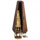 English Brass Culpeper-Type Compound Monocular Microscope, c. 18