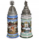 2 German Porcelain Regimental Steins