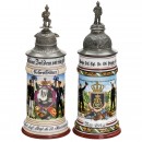 2 German Porcelain Regimental Steins