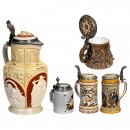 5 Mettlach Beer and Wine Steins