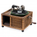 Rare Wicker Picnic Gramophone, c. 1920