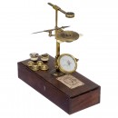 English Ellis Aquatic-Type Brass Microscope with Box Base, c. 17
