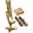 Compound Binocular Microscope by R. & J. Beck with Accessories, 