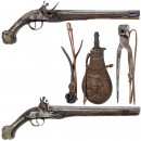 2 Flintlock Pistols and Accessories, c. 1780
