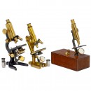 3 English Microscopes, c. 1900