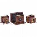 3 Early Folding Cameras, c. 1890