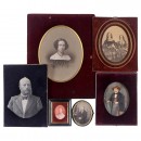 Photo-Relief Portrait and Photographs in Velvet Frames, c. 1860–