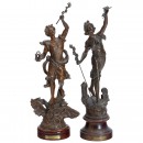 Pair of Statuettes Le Telegraphe, c. 1900