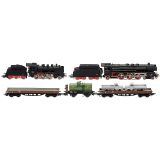 2辆蒸汽机车和3台货车，Märklin (H0)