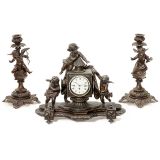 French Mantel Clock with Peep Show Scene, c. 1880