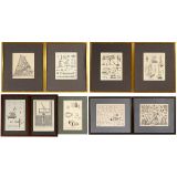 9 Engraved Book Plates showing Microscopy, Astronomy and Surveyi