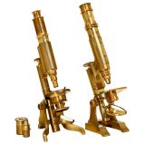 2 Brass Compound Microscopes, c. 1875