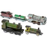 3 Tin Toy Locomotives and 2 Wagons, 1925 onwards