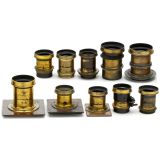 10 Brass Portrait and Landscape Lenses, c. 1880–1900
