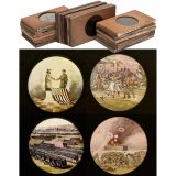 18 Wood-Framed American History Magic Lantern Slides