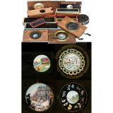 Group of Wood-Mounted Mechanical Magic Lantern Slides