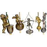 5 Electric Table Bells Depicting Boys and Cherubs, c. 1910